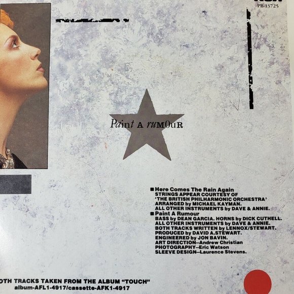 Vintage 1983 RCA PB 13725 Eurythmics Here Comes The Rain Again 45 Vinyl Tested - Picture 5 of 6